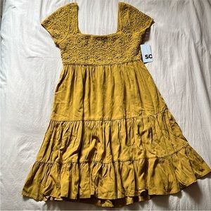 NWT KOHLS/SO Babydoll dress with crochet top size L JUNIOR